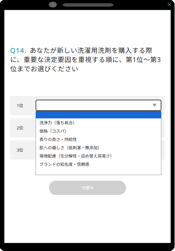 順位回答の設問例