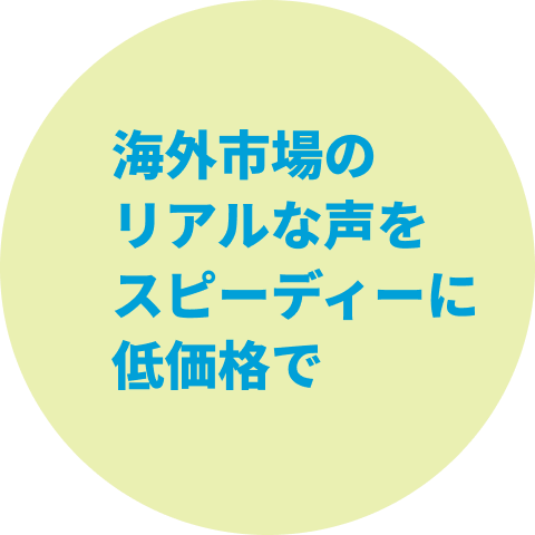 海外市場のリアルな声をスピーディーに低価格で